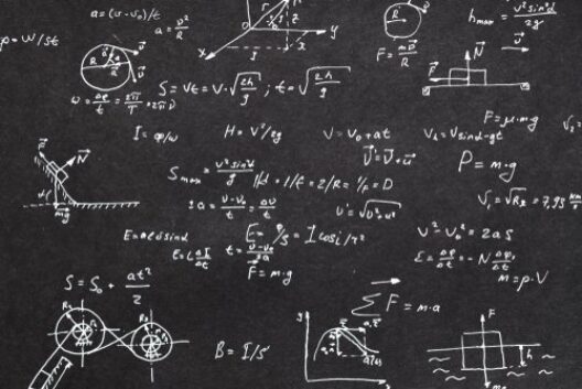 Blackboard with Math and Pysics formulas