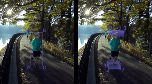 A person running on a walkway who is being detected with the zed camera AI model