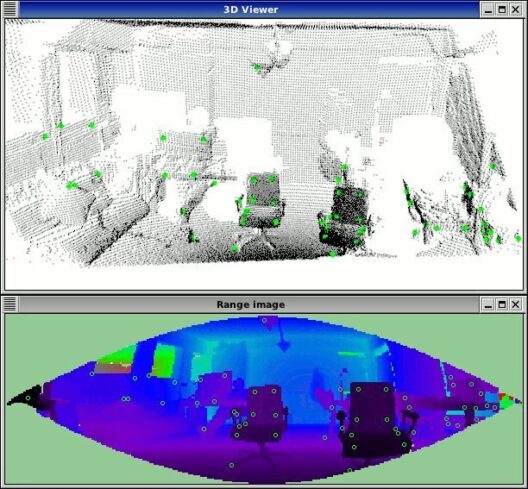 The PCL 3D viewer showing a Point Cloud with keypoints