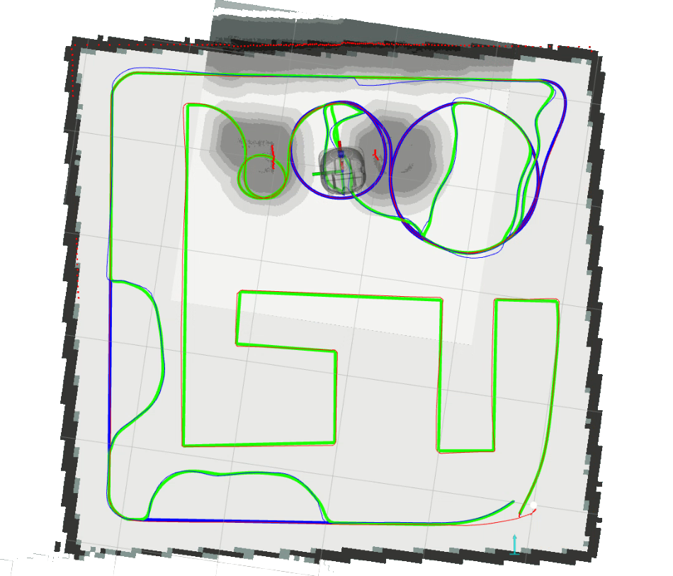 Top view of a mobile robot navigating in a tight space