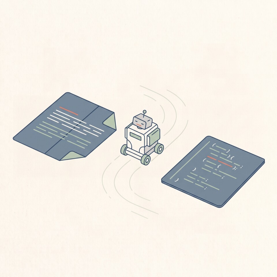 Specification, observable robot behaviour and implementation code