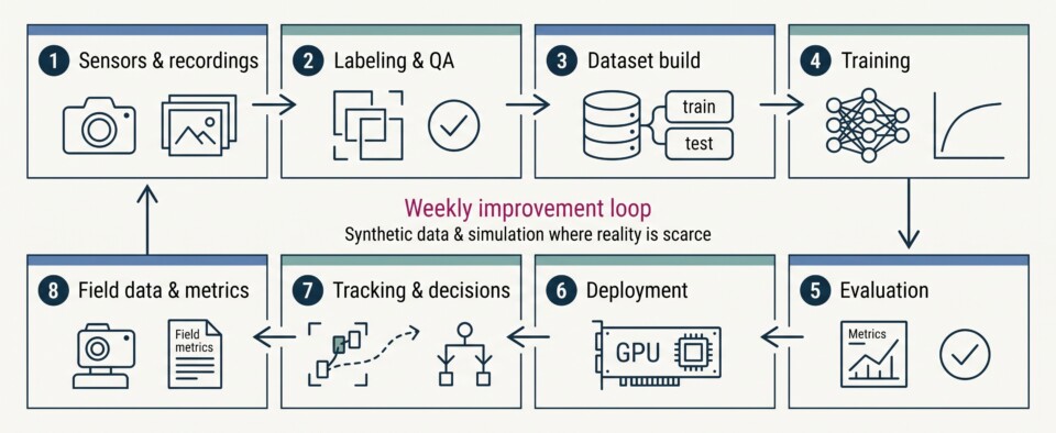 eight-stage perception loop, generated in Gemini in the shared expertise style