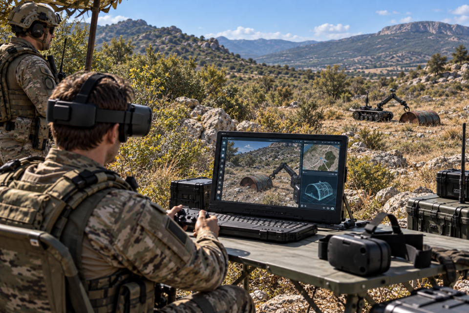 VR-assisted robot operation in an outdoor demining scenario